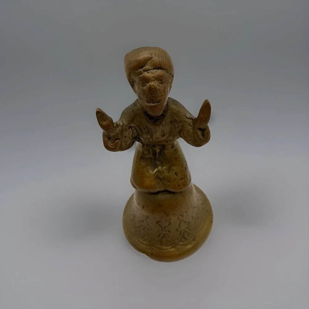Vintage Antique Brass Bell Monk‎ Priest Worship Prayer RARE