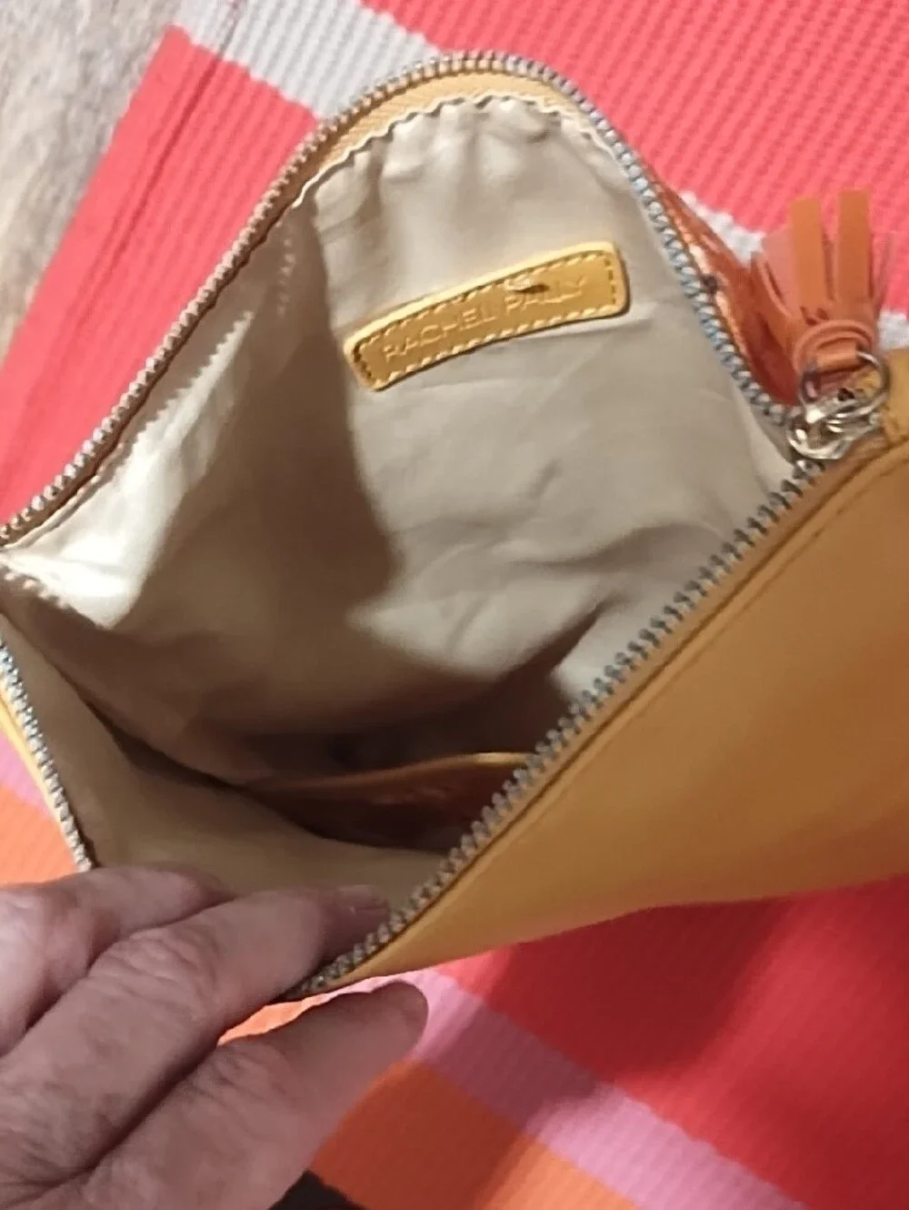 Rachel Pally Orange Floral Zip Pouch VGC.