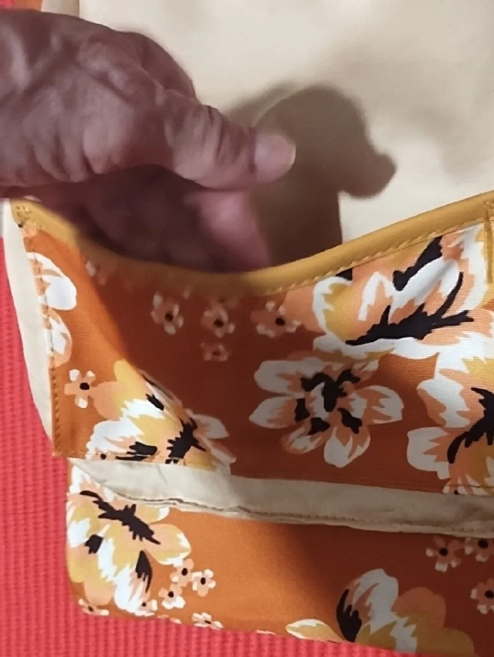 Rachel Pally Orange Floral Zip Pouch VGC.