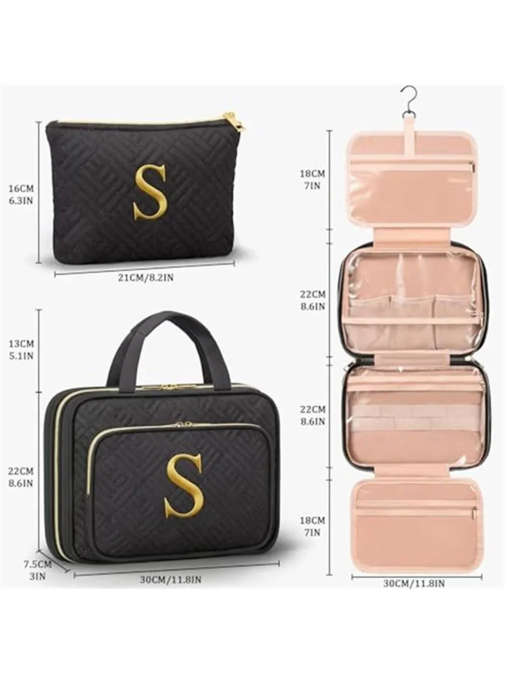 Womens Hanging Toiletry Bag Makeup Cosmetic Organizer Travel Personalized Set