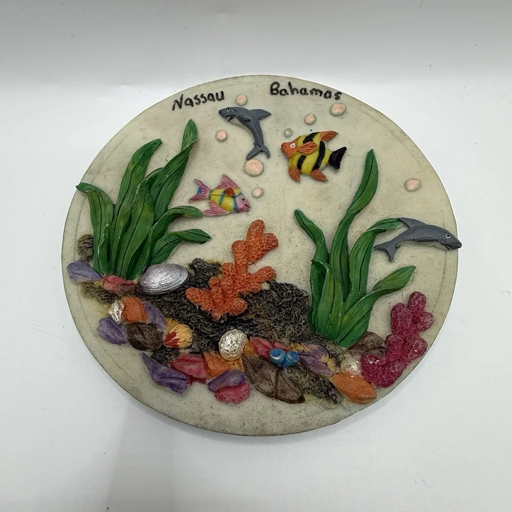 Vintage‎ Nassau Bahamas Decorative Plate Fish 3D Ceramic 5in