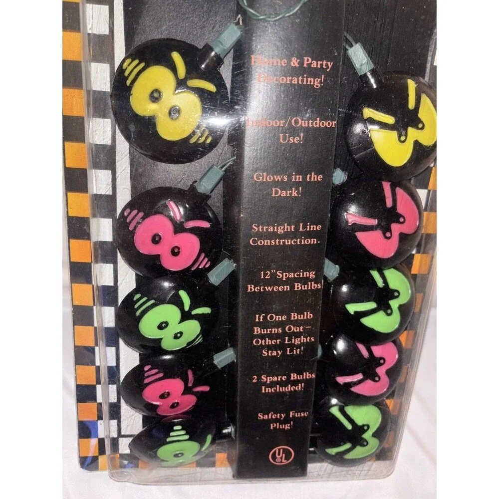 Vintage Spooky Hollow Eye Light Set Halloween String Lights  20 Cord 12V UL