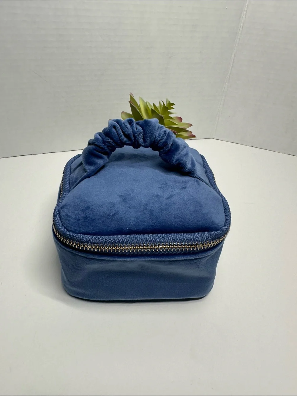 a new day Blue Velvet Scrunch-Handle Cosmetic Case