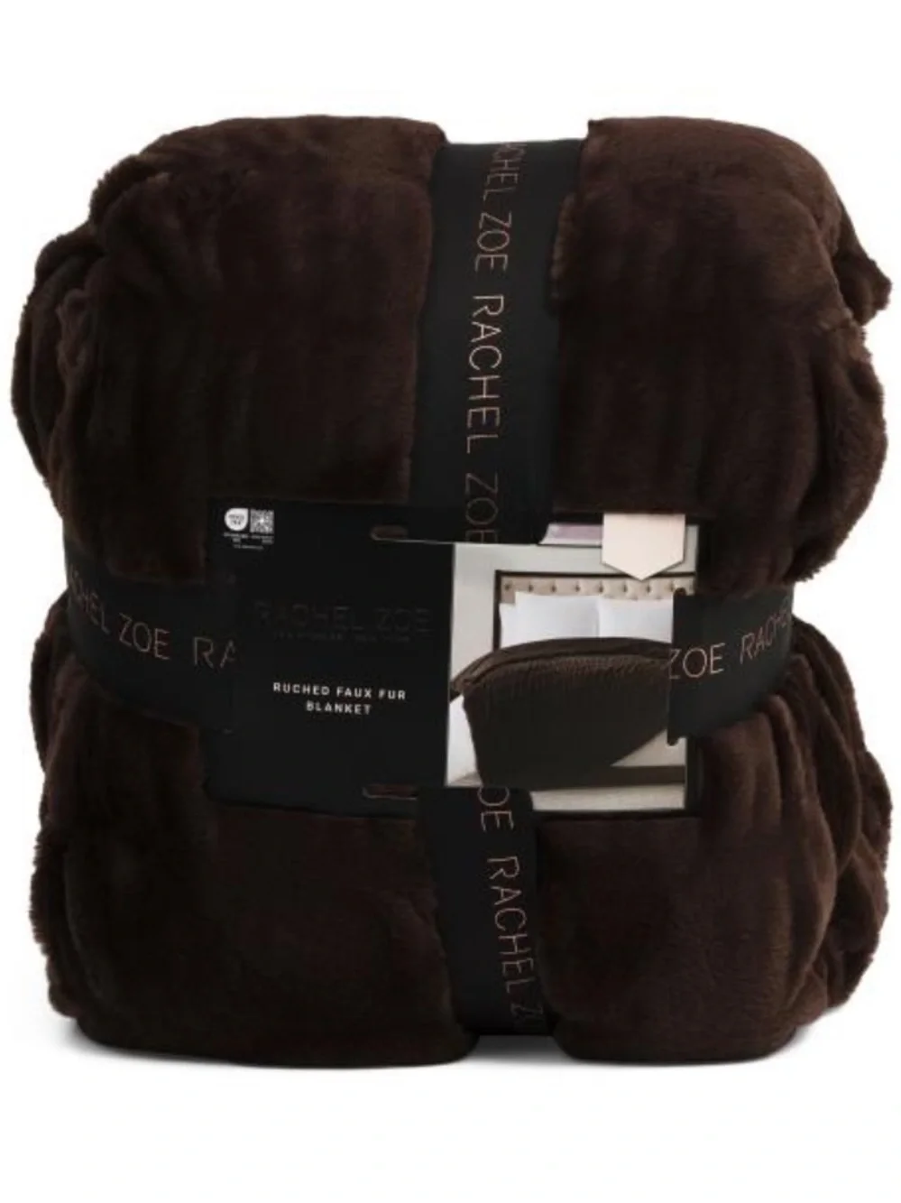 Rachel Zoe Plush Faux Fur Blanket - Dark Chocolate