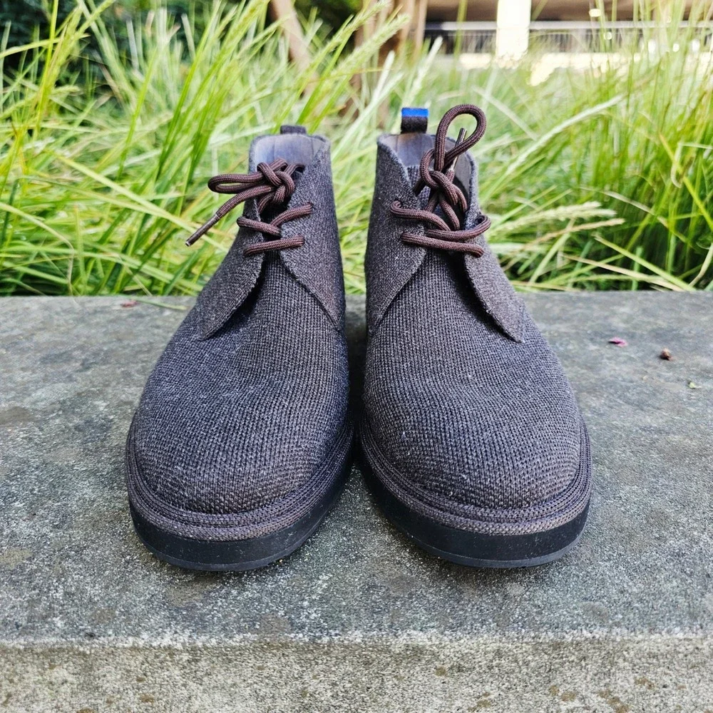 Rothy's Men's 7 Chukka Boots Merino‎ Wool Lace Up Dark Brown/Umber *No Inserts*