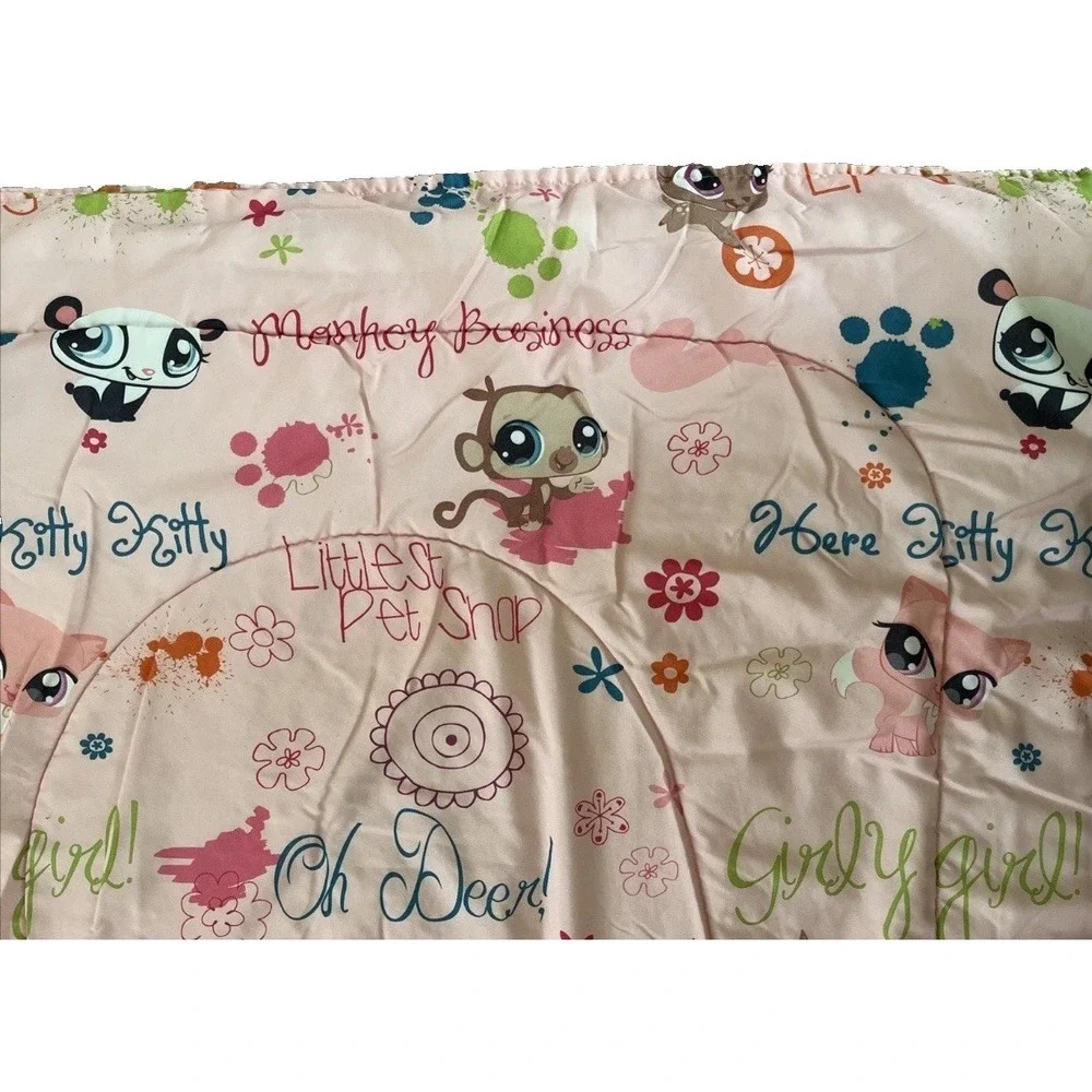 Vintage Littlest Pet Shop Reversible Pink Comforter Blanket 83