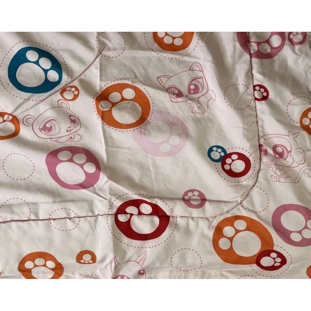 Vintage Littlest Pet Shop Reversible Pink Comforter Blanket 83
