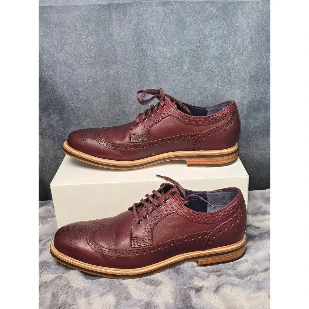 Cole Haan Harrison‎ Grand Wingtip Oxford Burgundy Leather Mens C11501 EUC SZ 8