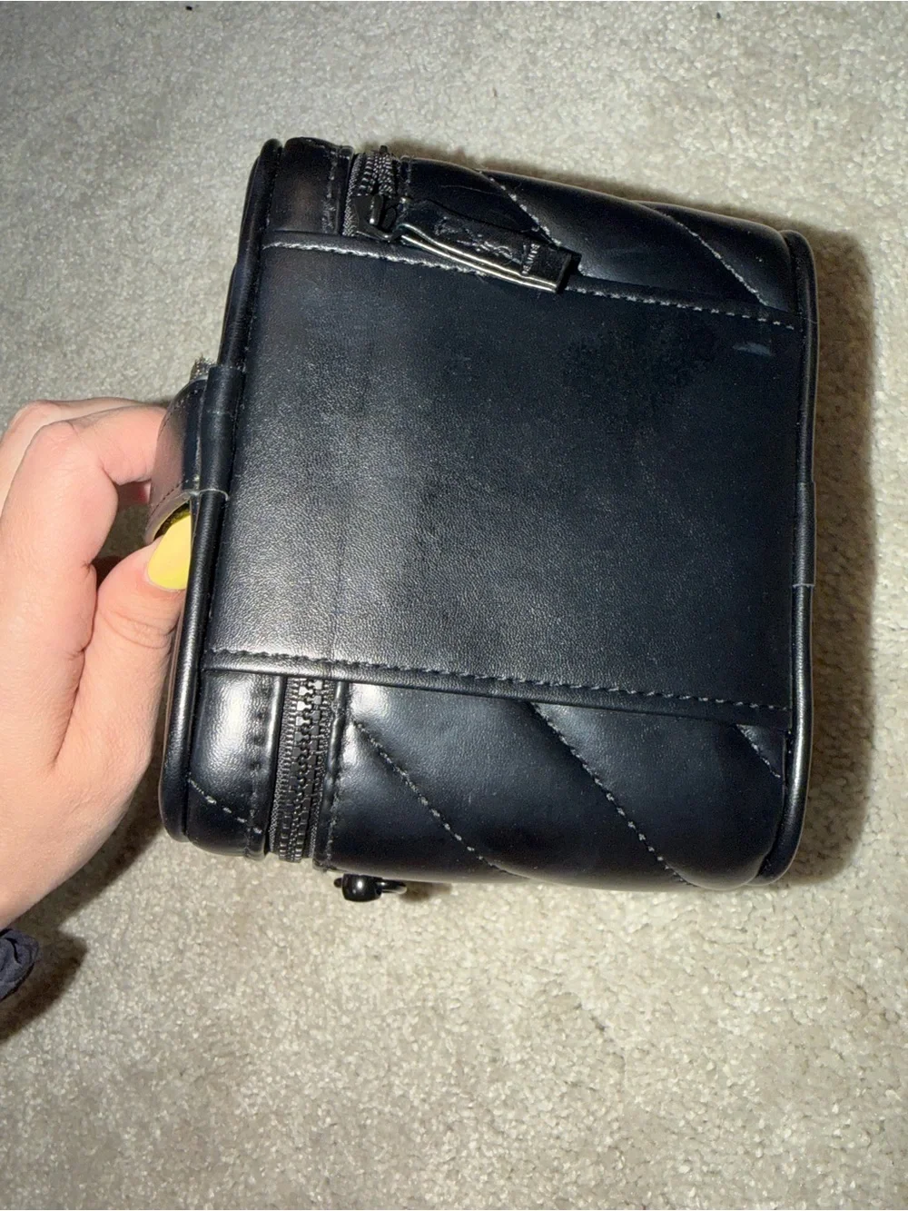 Saint Laurent Black Quilted Leather Cosmetic Case with Tonal YSL GWP