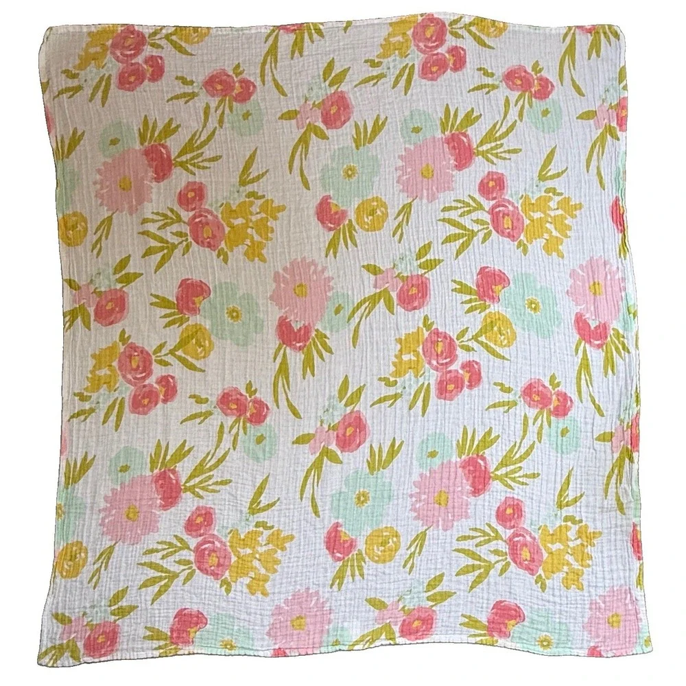 CLOUD ISLAND Baby Girl Soft Swaddle Blanket Muslin 100% Cotton Flowers 41