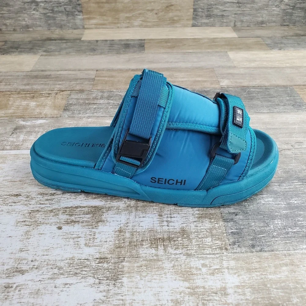 Seichi YOROI V2 Mens Slides Sandals Sz 10 Forrest Green Hook-and-Loop Straps
