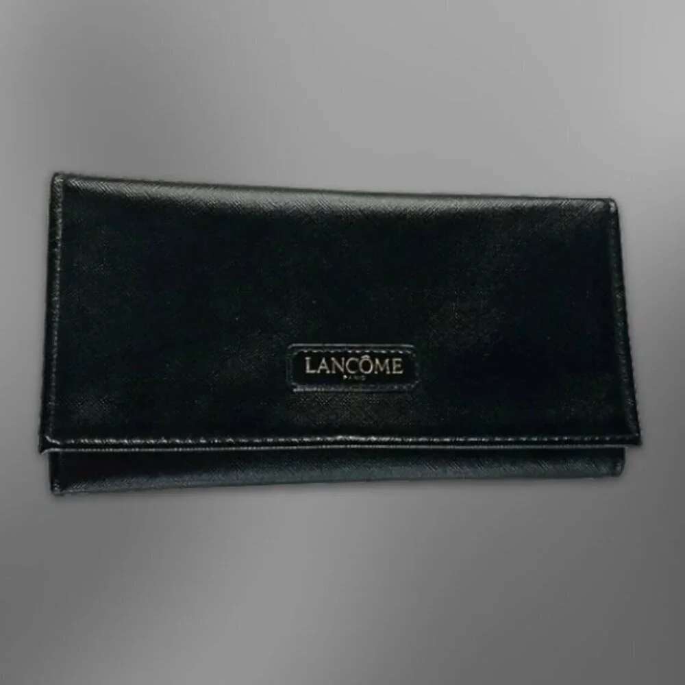 Lancôme Paris Cosmetic Wallet Tri-Fold Design Snap Closure Faux Leather Black OS