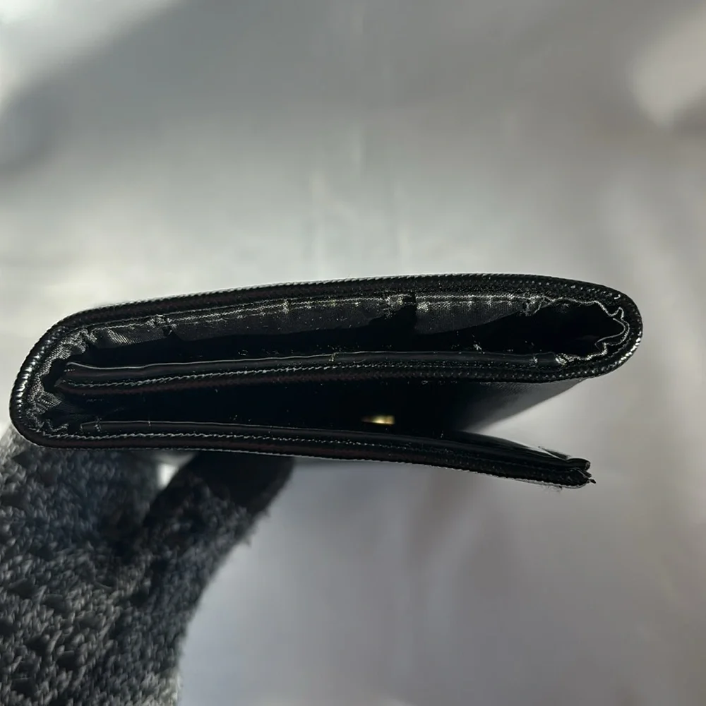 Lancôme Paris Cosmetic Wallet Tri-Fold Design Snap Closure Faux Leather Black OS