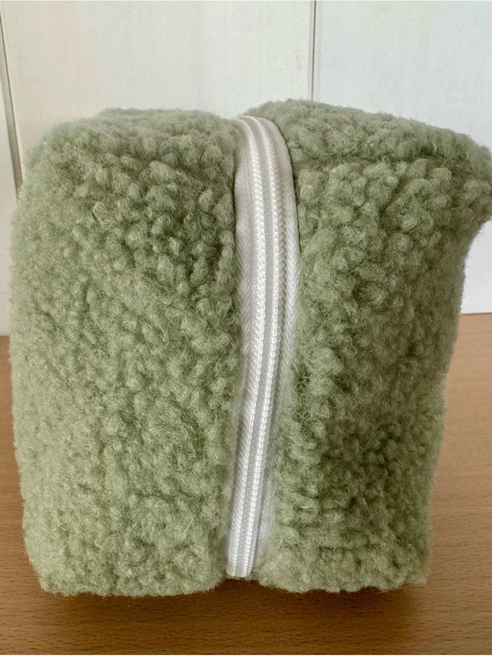 Limited Edition Summer Fridays Sage Green Sherpa Plush Large Makeup Bag