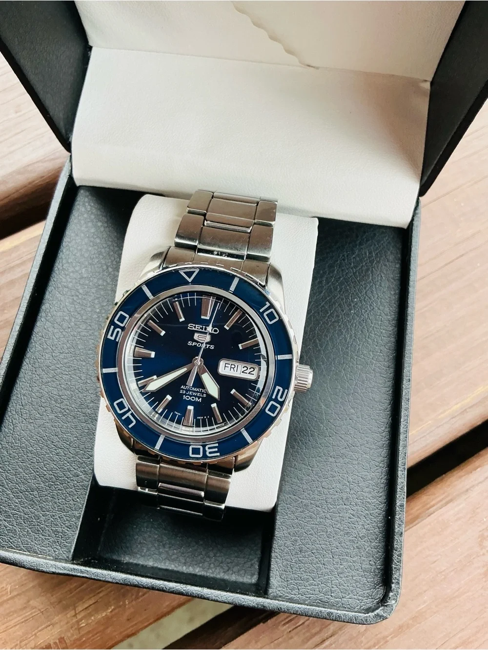 Seiko 5 Sports Men's Blue Stainless Steel Automatic Watch🔥🔥