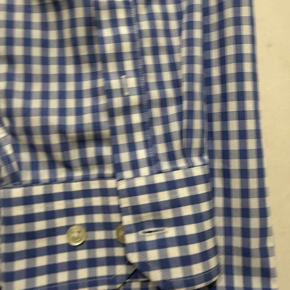 Banana Republic L Non Iron Classic‎ Fit Blue Gingham Dress Shirt