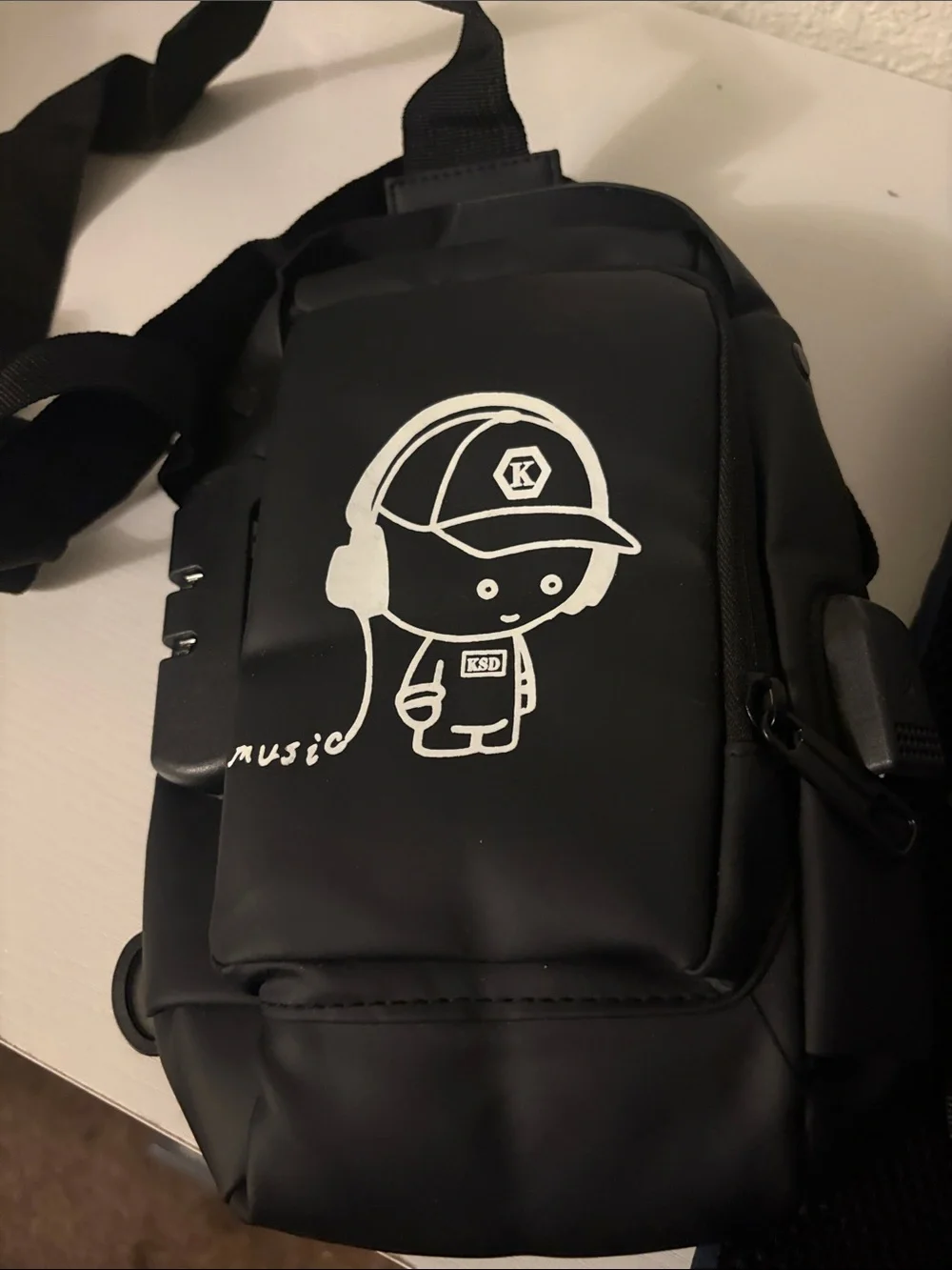 Navy and Black Cartoon Print Backpack Duo