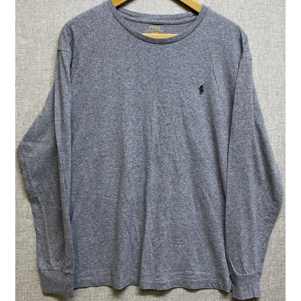 Polo Ralph Lauren Long Sleeve T-Shirt‎ Men's Medium Gray Small Pony