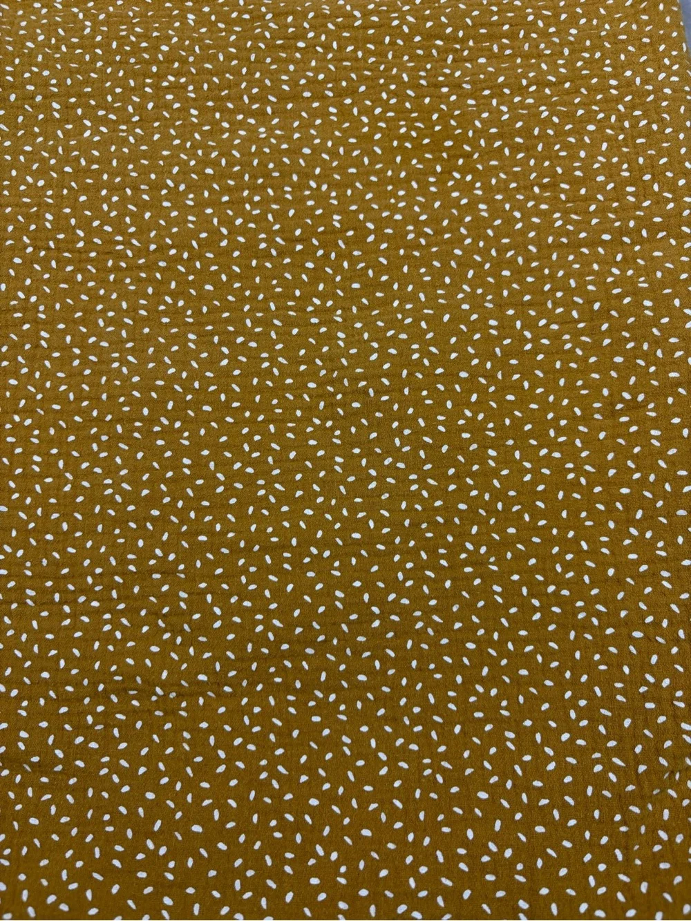 Rylee + Cru Mustard Yellow White Abstract Dot Gauzy 100% Cotton Blanket
