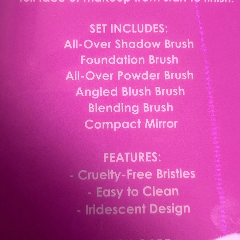 Candie Couture 5‎ piece Makeup Brush Set w/Compact Mirror Summer Birthday Gift