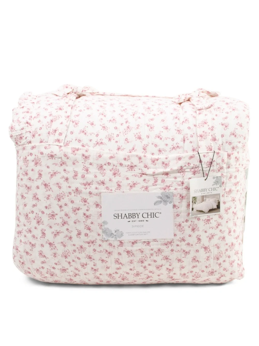 SHABBY CHIC 3pc cotton gauze ruffle‎ ditsy floral comforter set