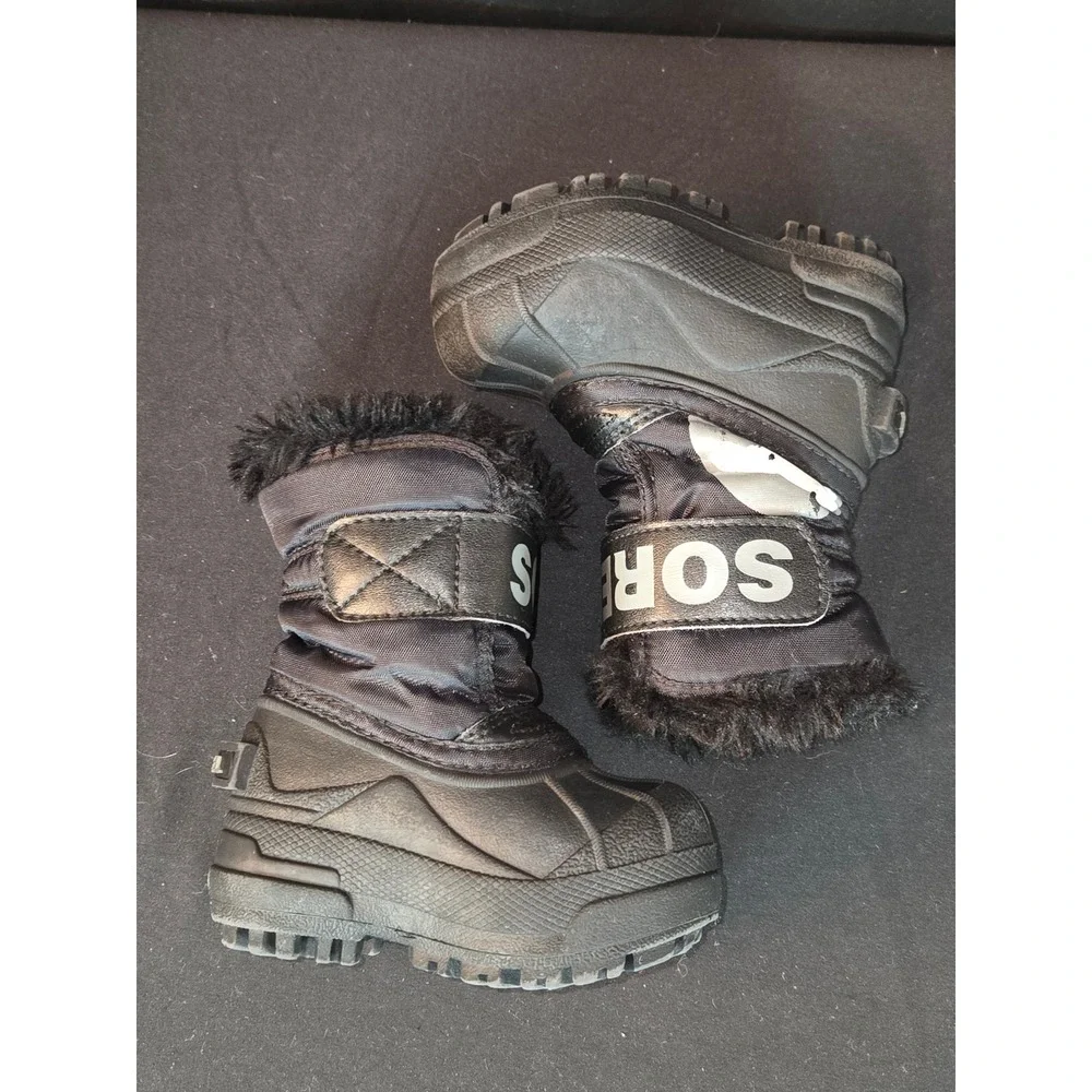 Sorel Kids‎ Black Waterproof Winter Snow Boots Fur Lined Toddler Size 4