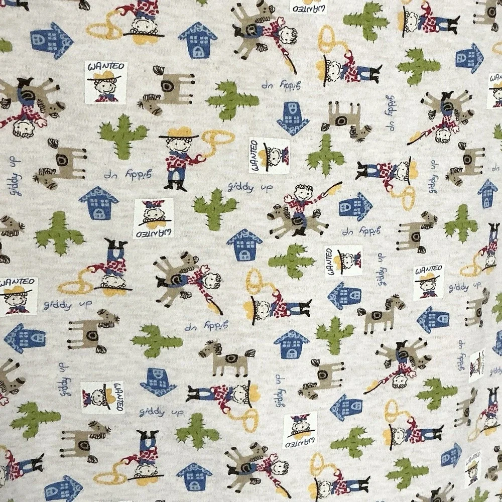 Koala Baby Blanket‎ Vintage Beige Security Cowboy Horse Western Giddy Up Boots