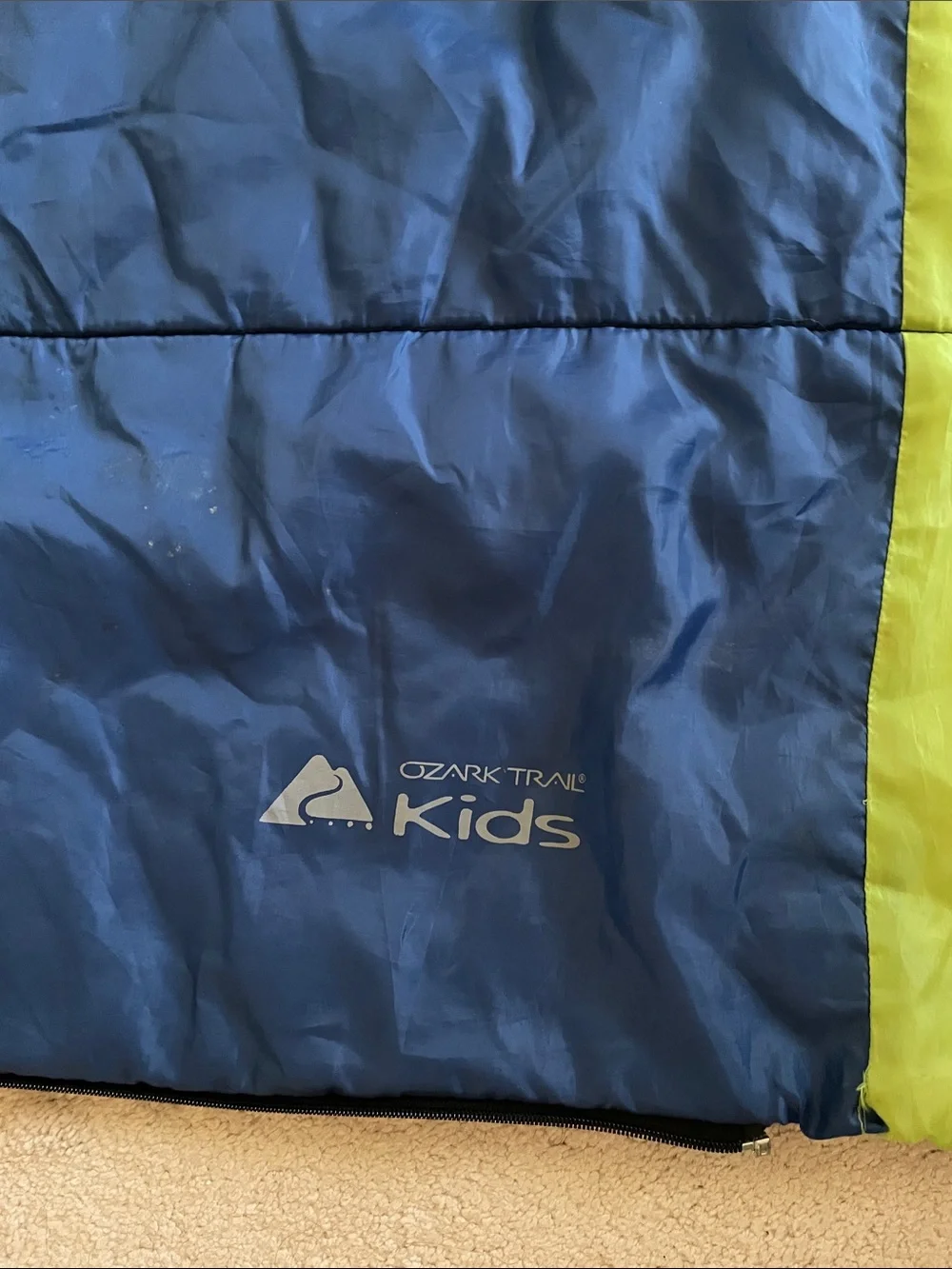 Kids  Sleeping Bag in Lime Green and Blue
