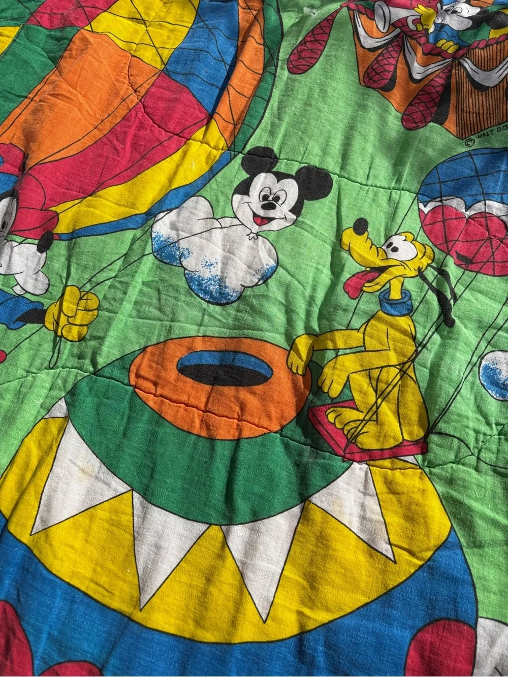 Vintage Disney Mickey & Friends Sleeping Bag  70s Mickey blanket READ
