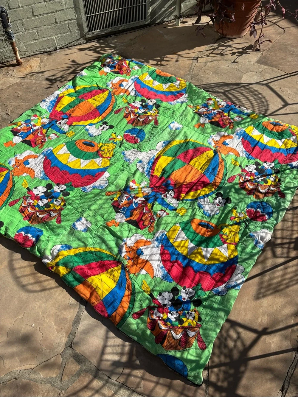 Vintage Disney Mickey & Friends Sleeping Bag  70s Mickey blanket READ