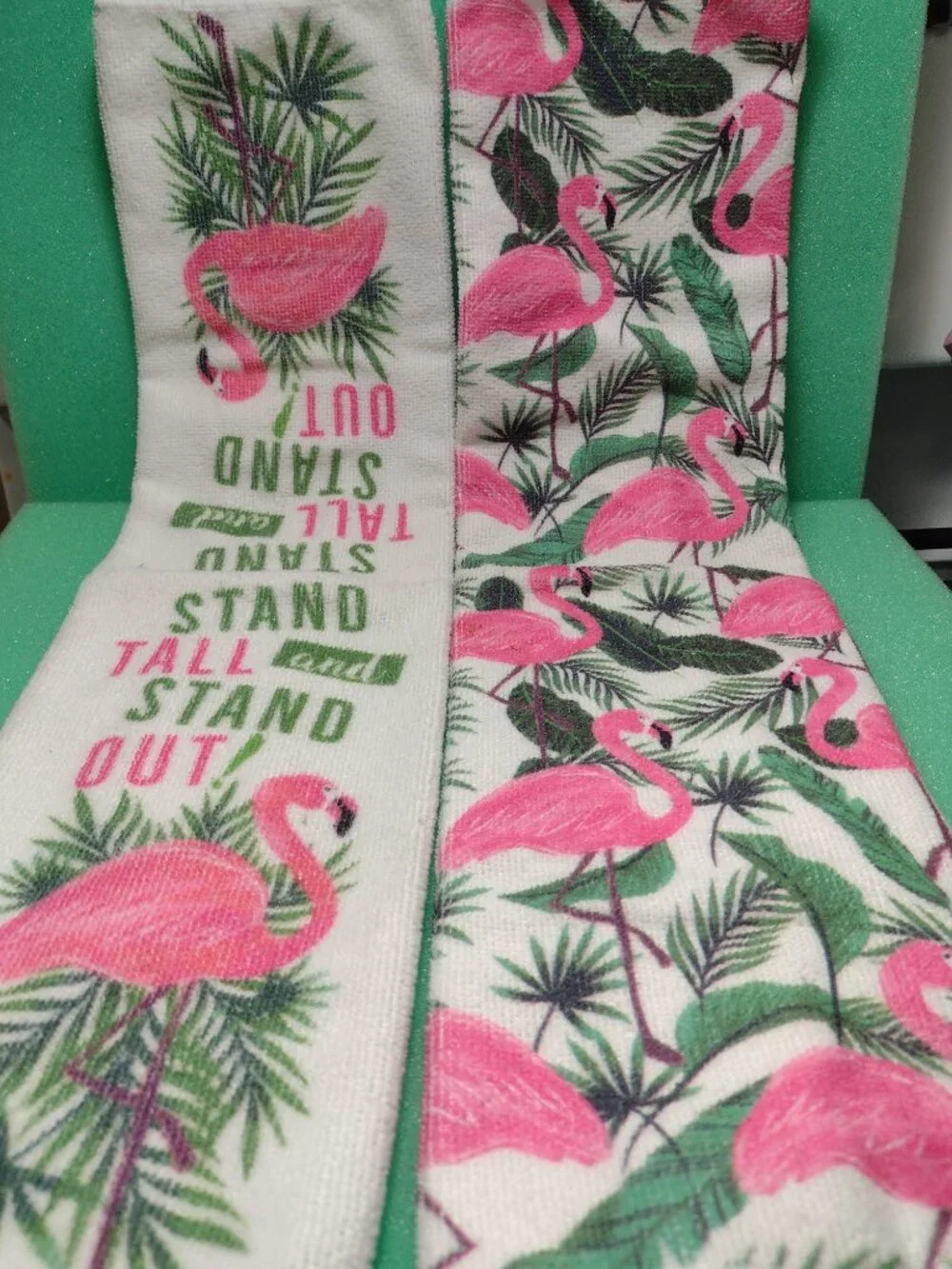 A Pair of Two Pink Flamingo Tropical Summer-Themed Kitchen Towels 15