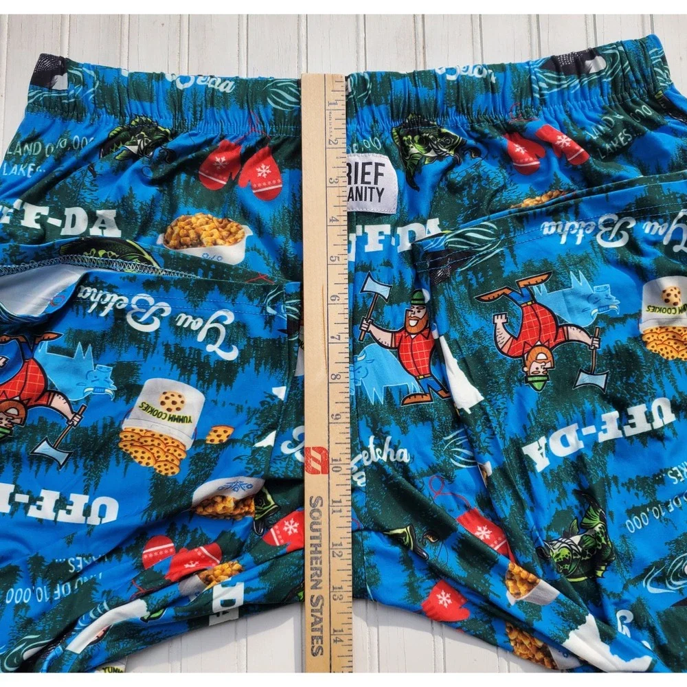 Brief Insanity Minnesota Uff-Da Pajama Pants Mens XL Blue Paul Bunyan‎ Lounge XL