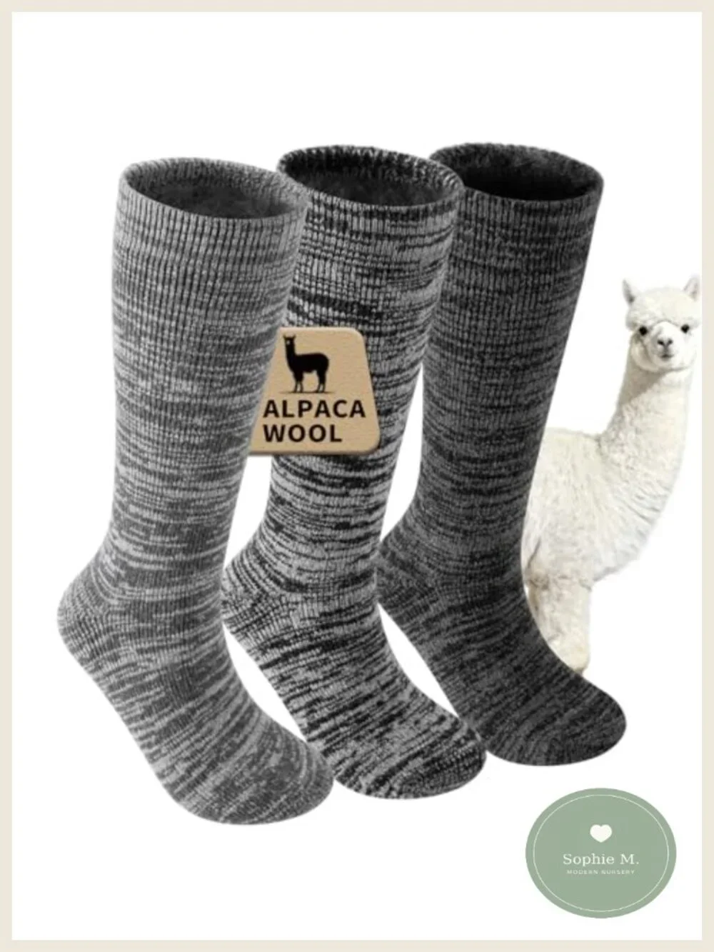 Alpaca Wool Boot Socks Thermal Heavyweight Mid-Calf Winter Hiking