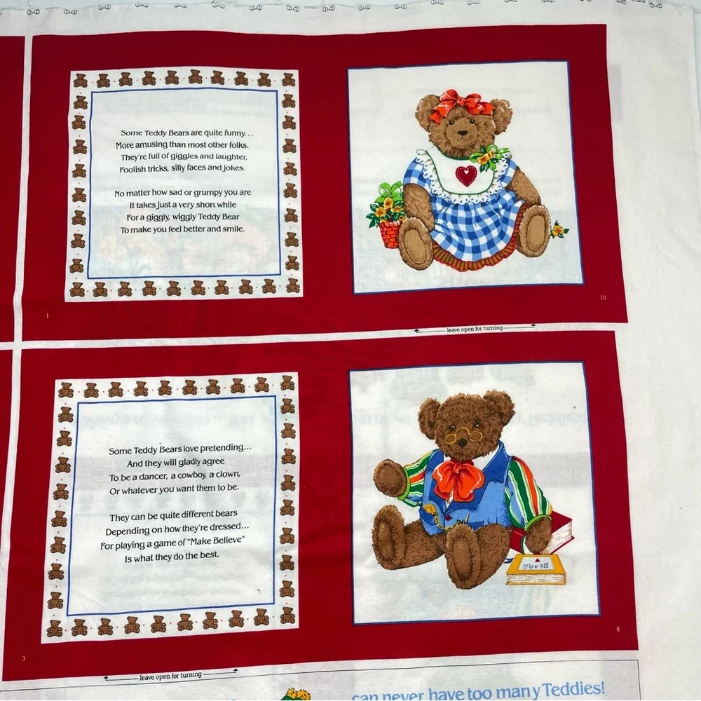 Cloth Book Kit B is for Bears Children DIY‎ Sewing Set of 2 Fabric Panels Craft