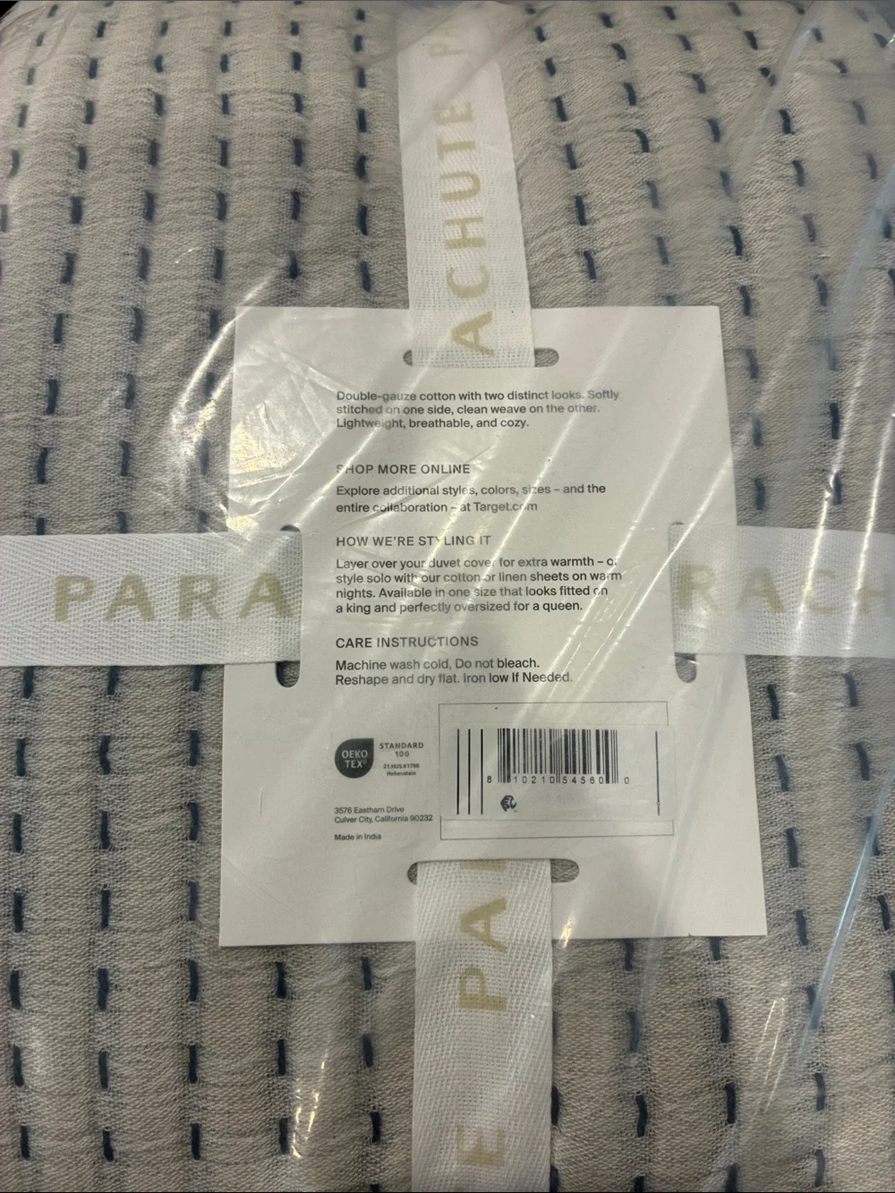 Parachute x Target Queen/King Stitched Gauze Bed Blanket •Heathered Grey•