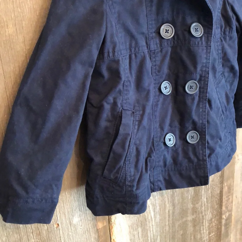 GapKids Cotton Hooded Pea Coat in Navy Blue Size XS 4-5 Girls