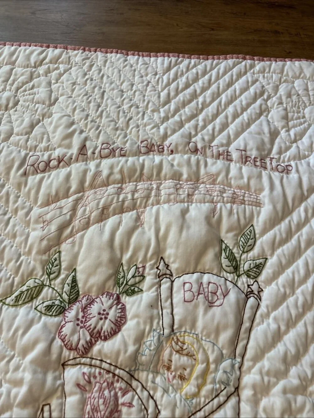 Embroider Baby Girl Blanket Rock A Bye Baby Size Crib