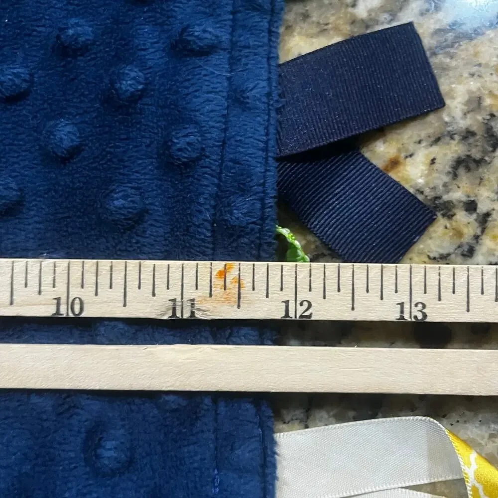 Blue Tennis Sensory Security Blanket Lovey‎ Navy Minky Ribbon Tabs Baby