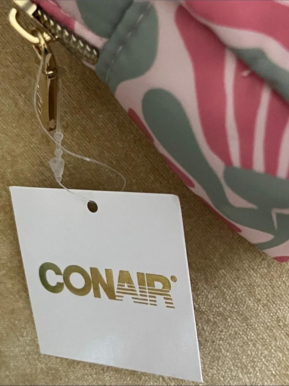 Conair Floral Zip Cosmetic Pouch in Pink and Mint