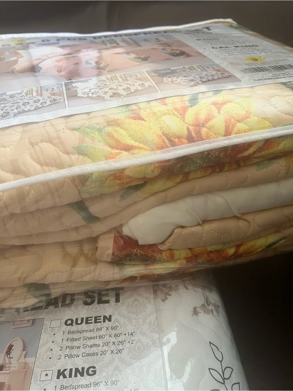 Floral Sunflower Quilted Bedspread Set - Pink