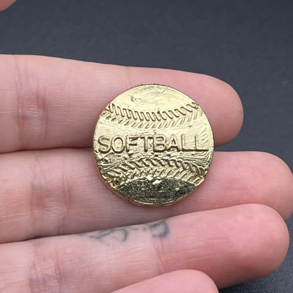 Softball Gold Tone Ball Lapel Hat Pin‎