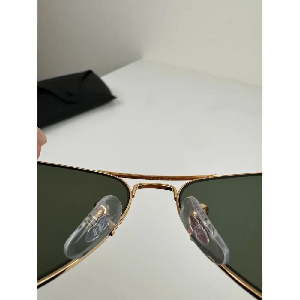 Ray-Ban RB3025 Polished Gold Metal Frame Green Lens Aviator Classic Sunglasses