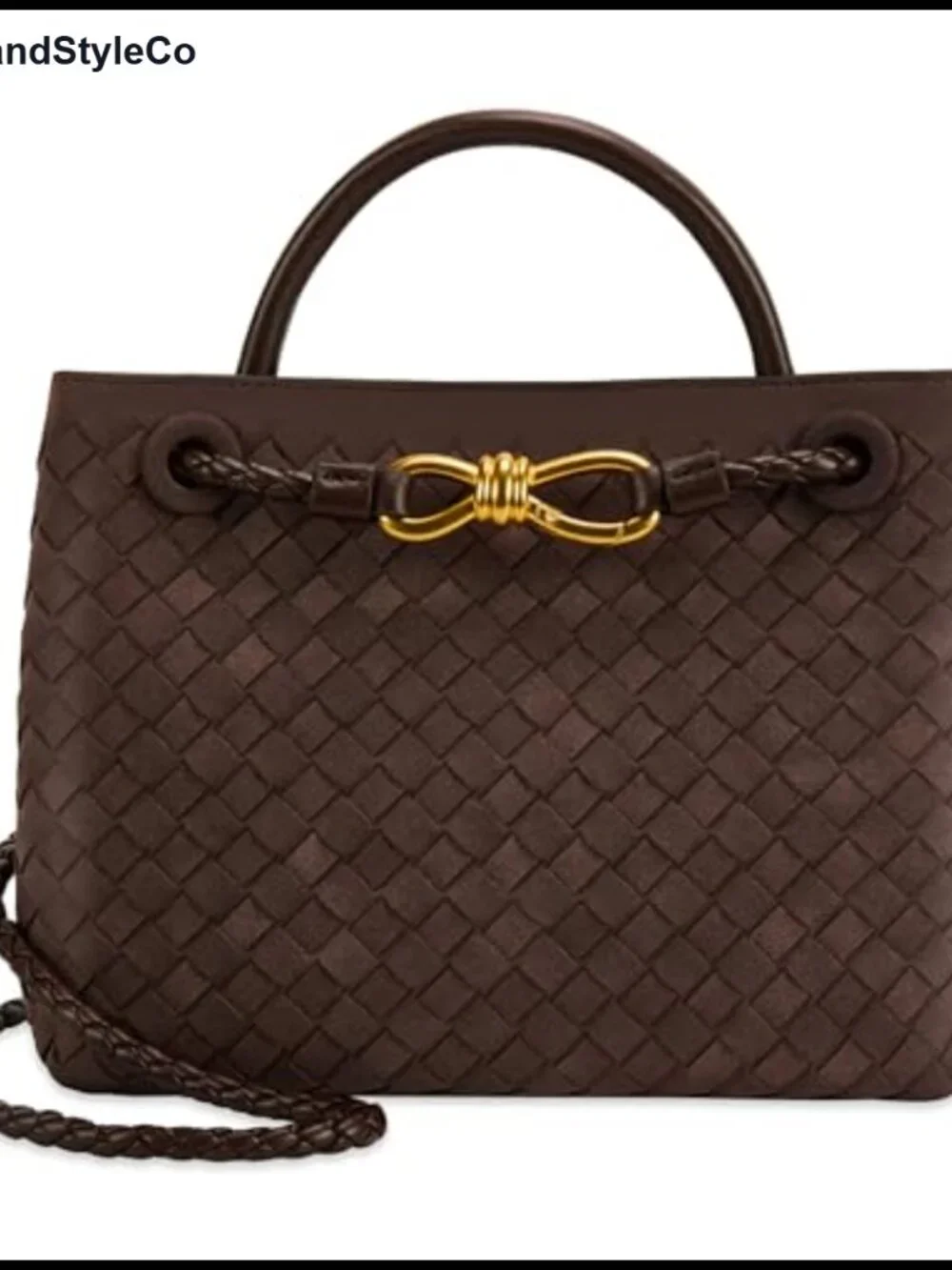 Woven Leather Tote Bag Women Top Handle Shoulder Handbag 2 Compartments