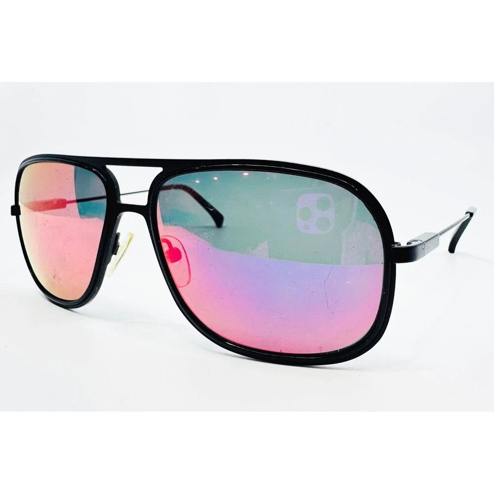 Unbranded Aviator Sunglasses Mens Black Pink Mirrored Lens Navigator Sunglasses