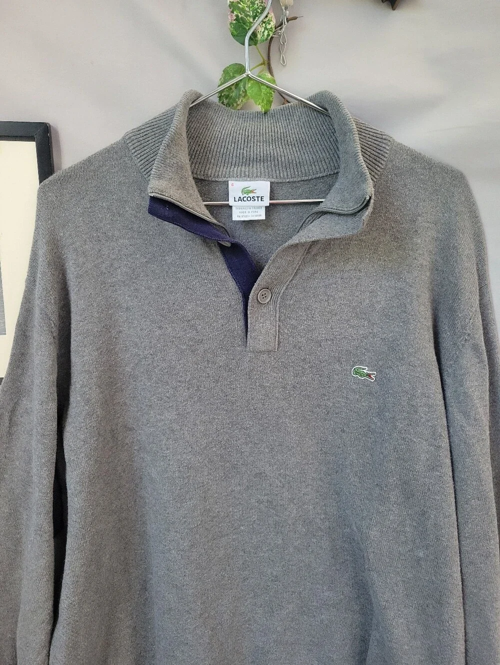 Lacoste Pullover Sweater Gray 6 or XL
