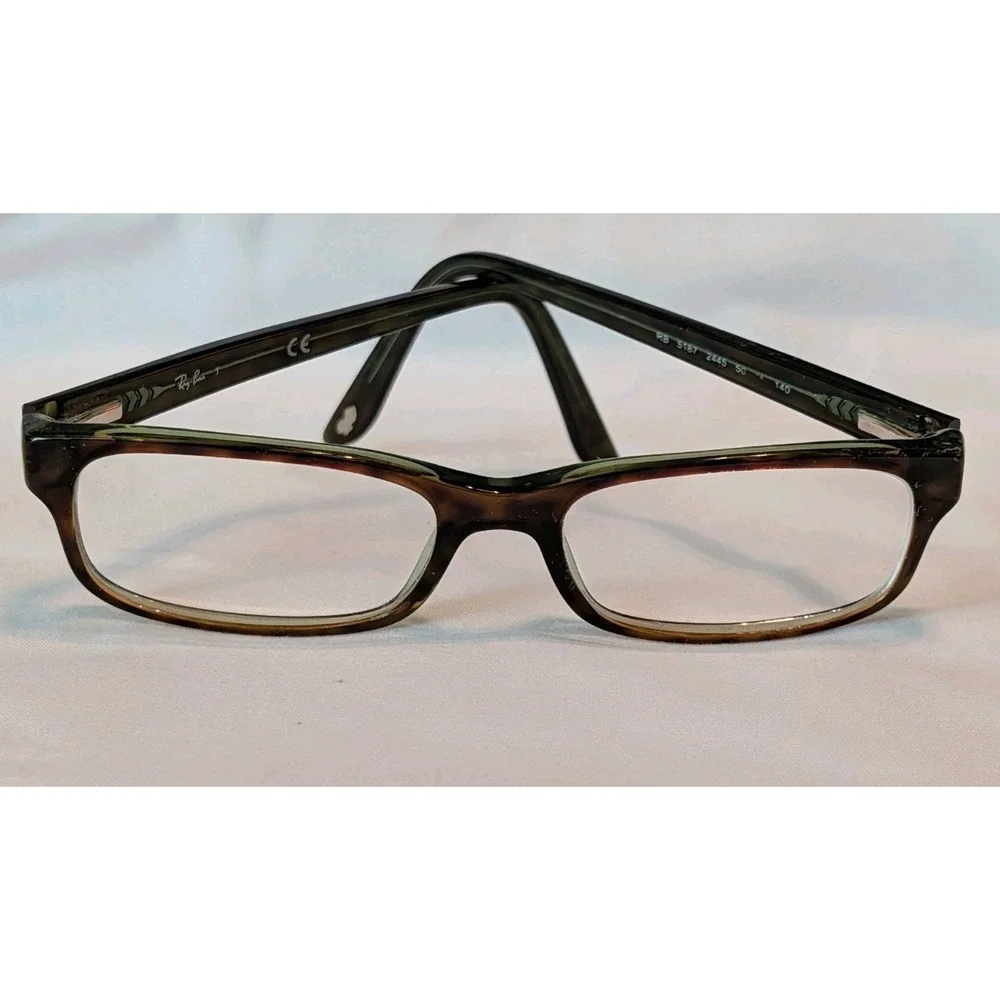 Ray-Ban‎ Eyeglasses Frames Only RB5187 2445 Brown Rectangular Full Rim 50-16-140