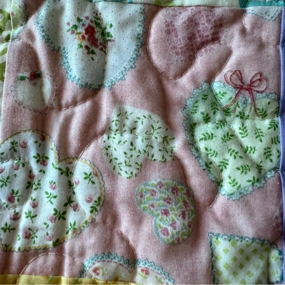 New Handmade Baby Quilt  32”x46” – Cotton Patchwork, Lilac Border