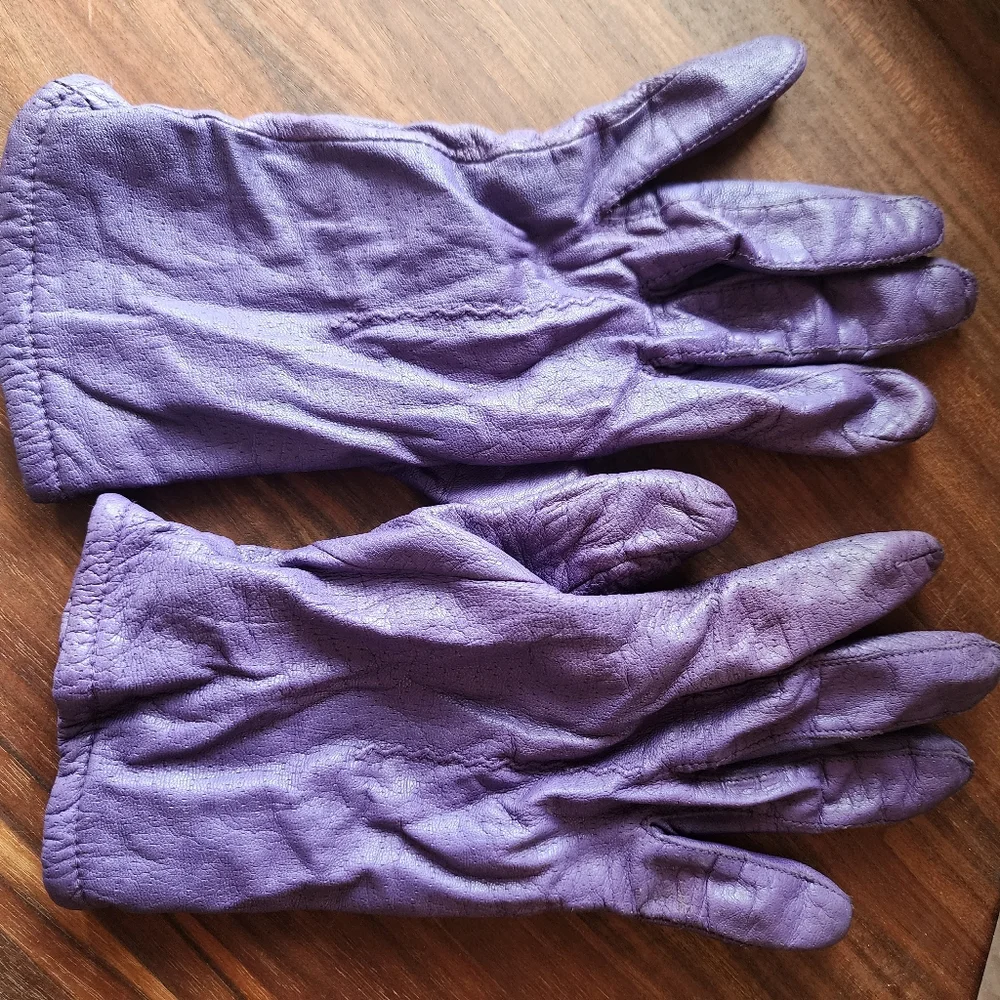 Vintage Fownes Genuine Leather Purple Driving‎ Gloves 7.5