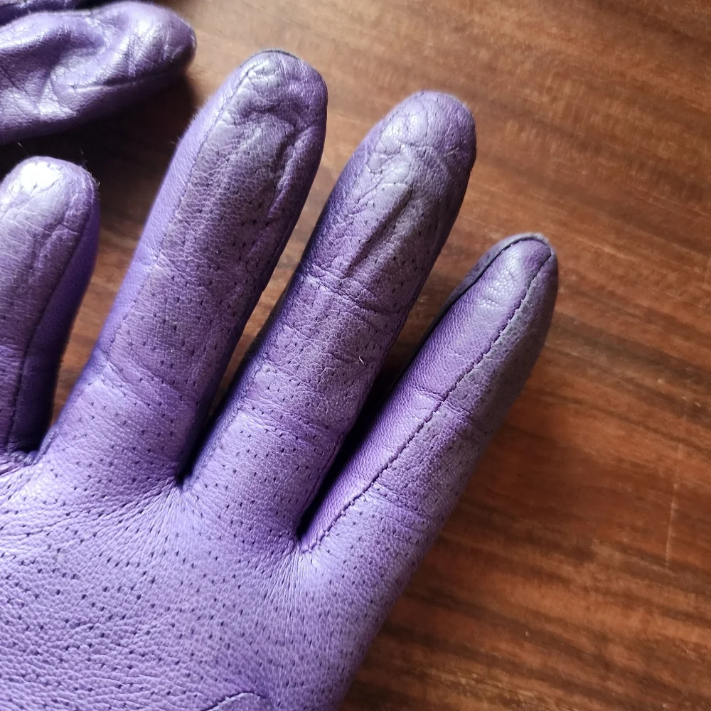 Vintage Fownes Genuine Leather Purple Driving‎ Gloves 7.5