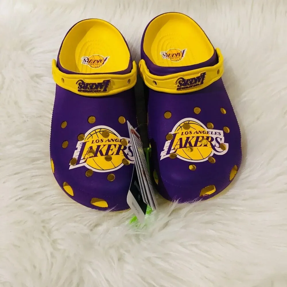 NBA‎ Los Angeles Lakers Classic Clog Crocs Comfort Sunflower Men 8 Women 10 NEW
